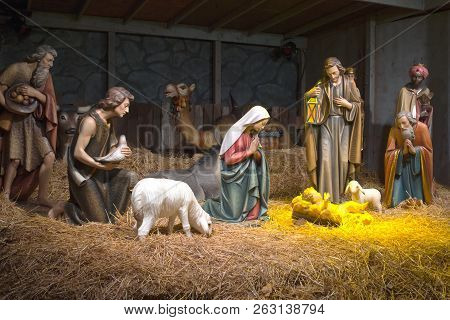 The Nativity Scene At The Grotto In Portland Or.