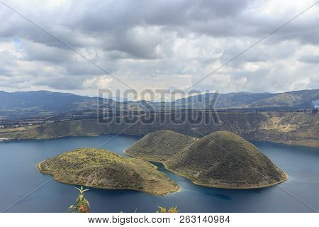 Views On The Hike Around Vulcano Lake Cuicocha Close To Otavalo, Ecuador