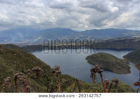 Views On The Hike Around Vulcano Lake Cuicocha Close To Otavalo, Ecuador