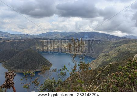 Views On The Hike Around Vulcano Lake Cuicocha Close To Otavalo, Ecuador