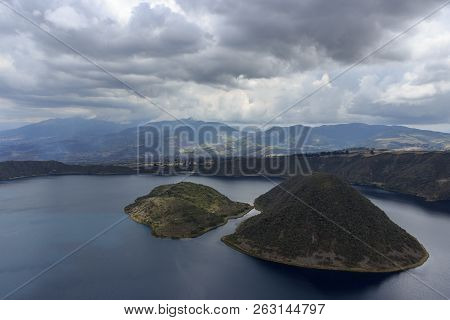 Views On The Hike Around Vulcano Lake Cuicocha Close To Otavalo, Ecuador