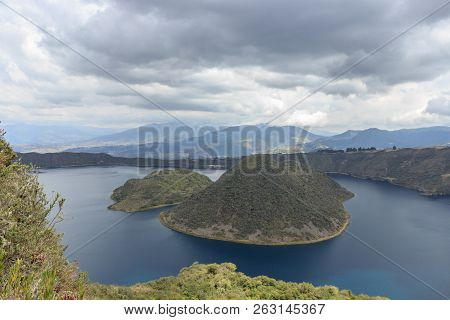 Views On The Hike Around Vulcano Lake Cuicocha Close To Otavalo, Ecuador