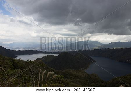 Views On The Hike Around Vulcano Lake Cuicocha Close To Otavalo, Ecuador
