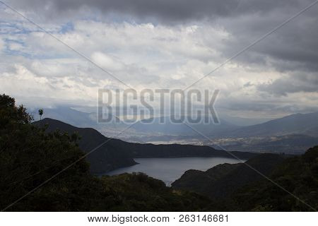 Views On The Hike Around Vulcano Lake Cuicocha Close To Otavalo, Ecuador