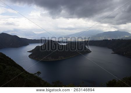 Views On The Hike Around Vulcano Lake Cuicocha Close To Otavalo, Ecuador
