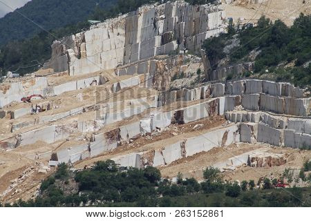 Mountains With Marble Quarries In Botticino In Northern Italy