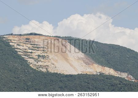 Mountains With Marble Quarries In Botticino In Northern Italy