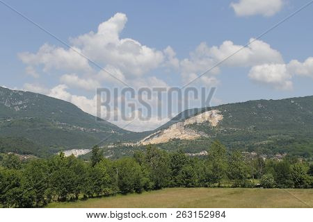 Mountains With Marble Quarries In Botticino In Northern Italy