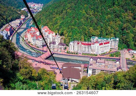 Ropeway On Top Roza Peak. Sochi, Krasnodar Krai, Russia