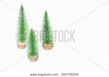 Decorative Small Fir Trees On White Background