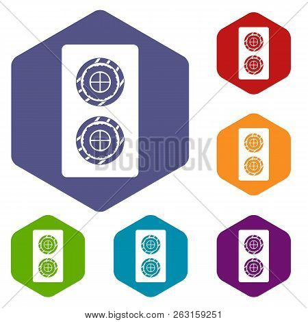 Fish Roll Icons Set Hexagon Isolated Illustration