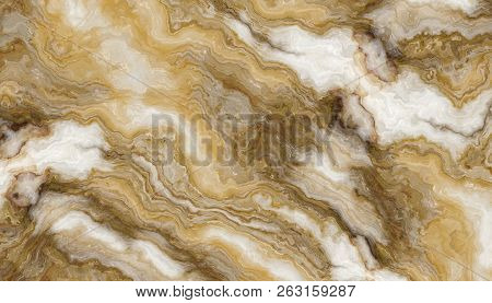 White Marble Pattern With Curly Grey And Gold Veins. Abstract Texture And Background. 2d Illustratio