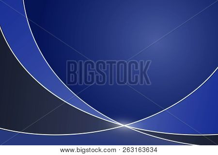 Elegant Blue And Gray Graphic Template With Copy Space. Smooth, Graceful Lines And Gradients.
