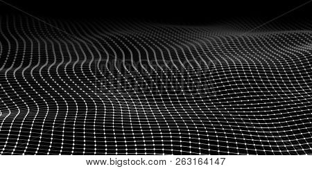 Wave Of Particles. Abstract Background With A Dynamic Wave. Big Data. Vector Illustration.