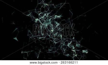 Abstract Background With Connecting Dots And Lines. Plexus Effect. Abstract Science Geometrical Netw