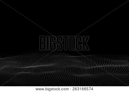 Wave Of Particles. Abstract Background With A Dynamic Wave. Big Data. Vector Illustration.