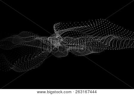 Wave Of Particles. Abstract Background With A Dynamic Wave. Big Data. Vector Illustration.