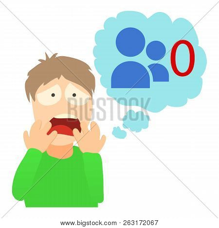 Autophobia Concept. Cartoon Illustration Of A Man Suffering From The Fear Of Loneliness