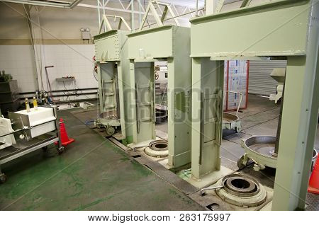Industrial Olive Oil Press In A Factory