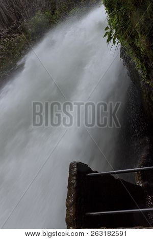 Waterfall On The Cascada Road In Banos, Ecuador