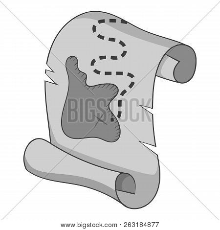 Map On Vintage Icon In Monochrome Style Isolated On White Background Illustration