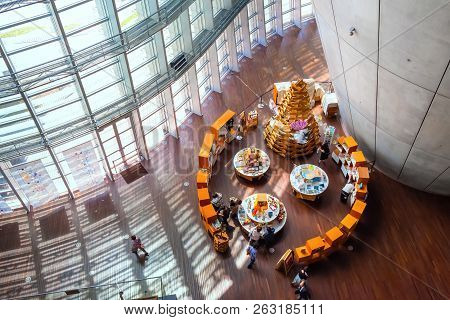 Tokyo, Japan - April 26 2018: The National Art Center In Roppongi - An Art Museum Displays Contempor