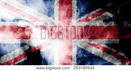 National Flag Of United Kindom From Thick Colored Smoke On A Black Isolated Background