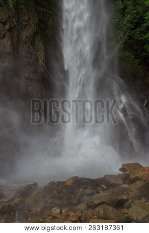 Waterfall On The Cascada Road In Banos, Ecuador