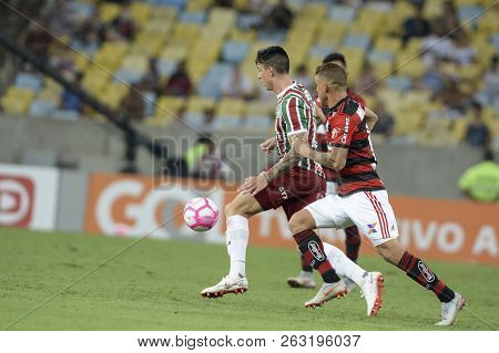 Rio, Brazil - October 13, 2018: Ibanez Player In Match Between Flamengo And Fluminense By The Brazil