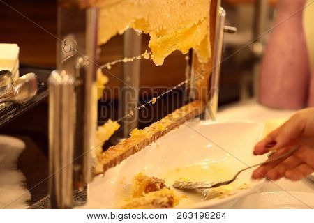 Honey Dripping, Close-up. Healthy Organic Food.the Concept Of The Correct Sugar