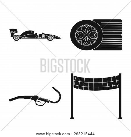 Vector Design Of Car And Rally Sign. Set Of Car And Race Vector Icon For Stock.
