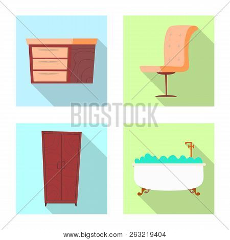 Isolated Object Of Furniture And Apartment Icon. Collection Of Furniture And Home Stock Symbol For W