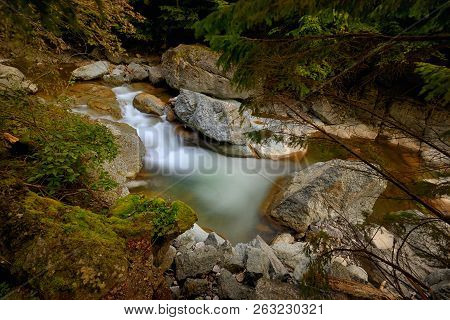 Waterfall And Stones In National Park, Vrancea, Romania