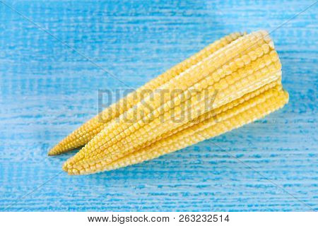Baby Sweetcorn Or Mini Corn. It Is Typically The Eaten Whole Cob Included For The Human Consumption.