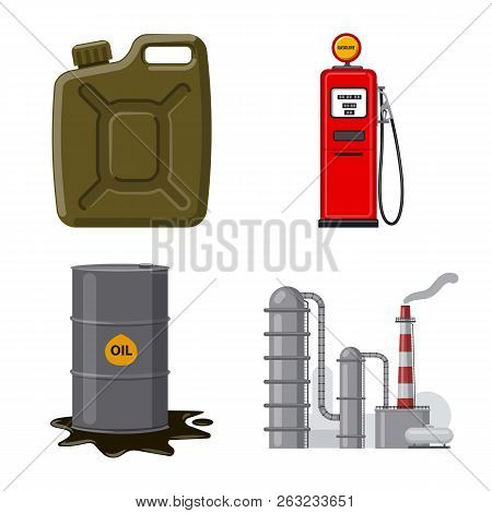 Vector Illustration Of Oil And Gas Icon. Set Of Oil And Petrol Vector Icon For Stock.