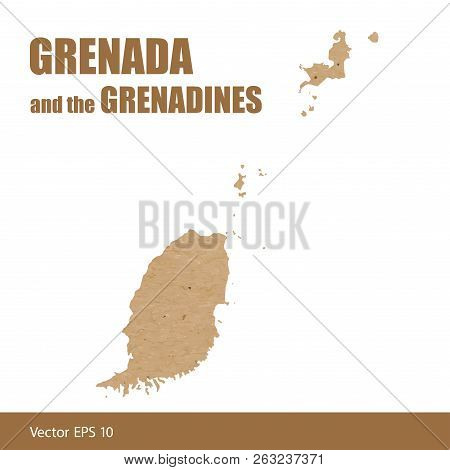 Vector Illustration Of Detailed Map Of Grenada And The Grenadines Islands Cut Out Of Craft Paper Or 