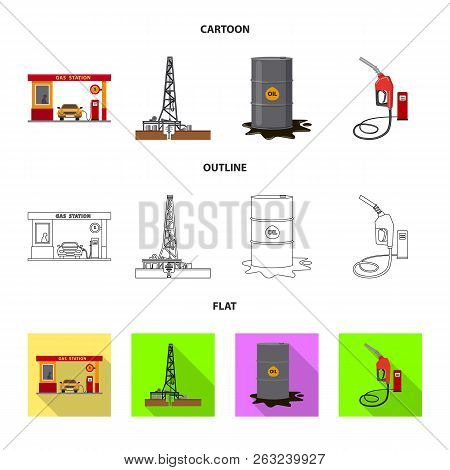 Vector Illustration Of Oil And Gas Sign. Set Of Oil And Petrol Vector Icon For Stock.