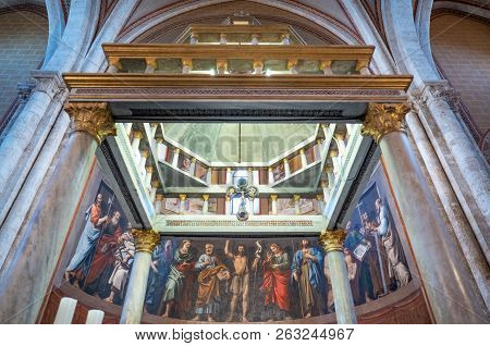Anagni, Italy -  April 22, 2017: Detail Of The Main Altar Of The Caehedral