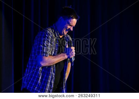HUNTINGTON, NY - OCT 13: Comedian Jim Breuer performs at the Paramount on October 13, 2018 in Huntington, New York.