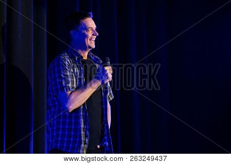 HUNTINGTON, NY - OCT 13: Comedian Jim Breuer performs at the Paramount on October 13, 2018 in Huntington, New York.
