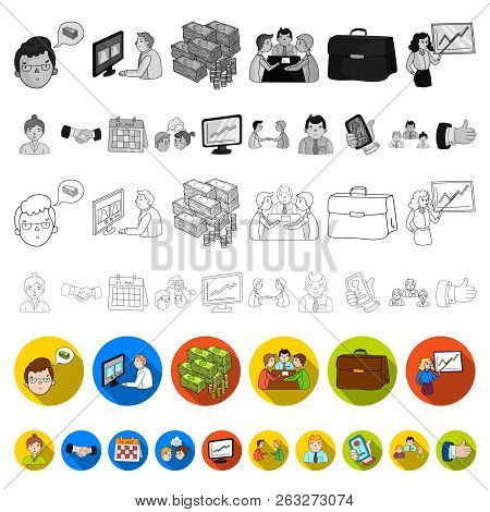 Business Conference And Negotiations Flat Icons In Set Collection For Design.business And Training V