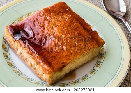 Balkan Cake Trilece With Caramel Sauce And Made With Three Milk