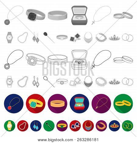 Jewelry And Accessories Flat Icons In Set Collection For Design.decoration Vector Symbol Stock Web I
