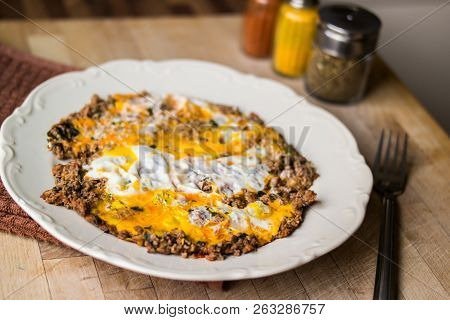 Fried Egg With Minced Meat.