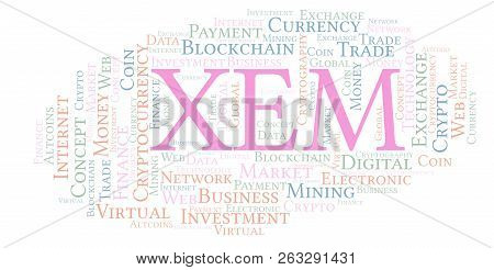 Xem Or Nem Cryptocurrency Coin Word Cloud. Word Cloud Made With Text Only.
