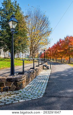 Beautiful Autumn Trees Along Park Avenue In Historic Smithville Village In Burlington County New Jer