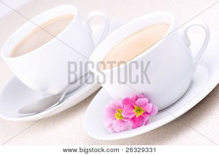 两杯咖啡 （可能也是可可）。