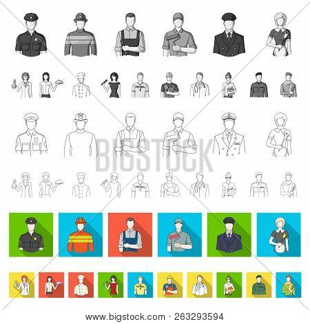 People Of Different Professions Flat Icons In Set Collection For Design. Worker And Specialist Vecto