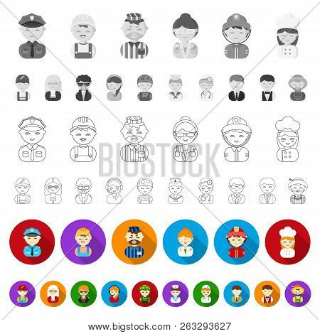 People Of Different Professions Flat Icons In Set Collection For Design. Worker And Specialist Vecto