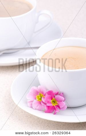 两杯咖啡在明亮的颜色。